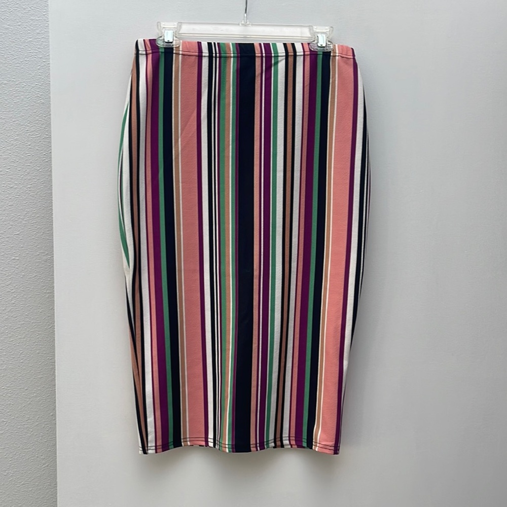 Boohoo Striped Midi Skirt
